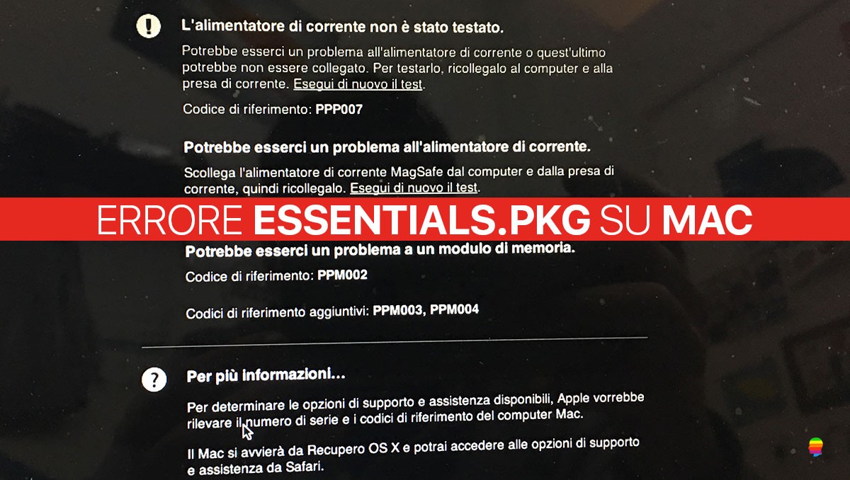 Errore Essentials.pkg installazione El Capitan, Sierra su Mac