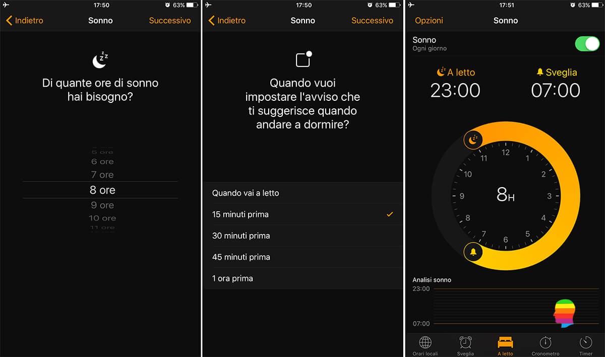 Configurare la funzione "Sonno - A letto" di iOS10