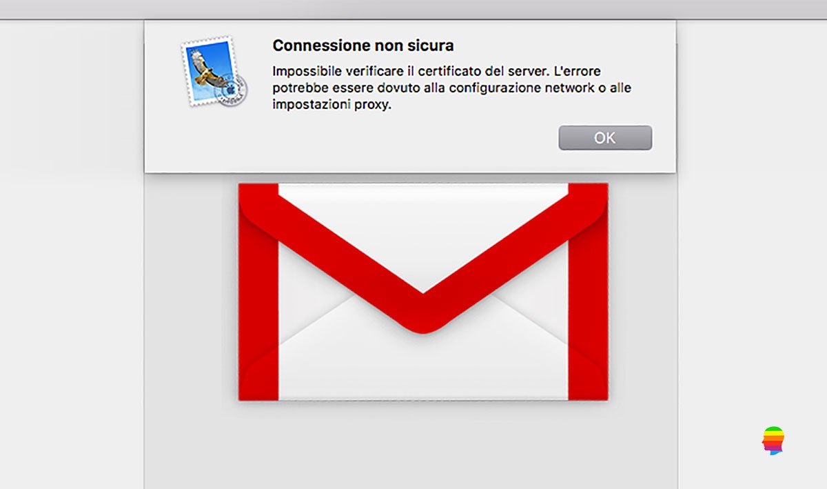 Gmail, Impossibile verificare il certificato del server su Mac OS