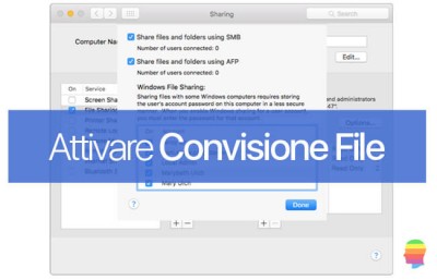 Attivare condivisione file sul Mac