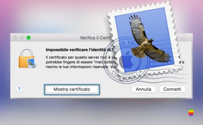 Disattivare avviso: Mail non può verificare l'identità del server di posta