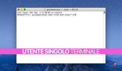 Avviare Modalità Utente Singolo da Terminale su Mac